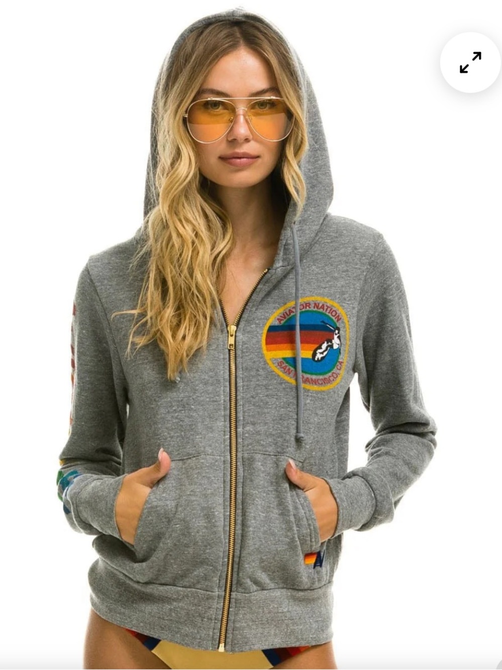 AVIATOR NATION SAN FRANCISCO HOODIE - HEATHER GREY XSMALL